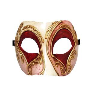 Pink White Gold Colombina Masquerade Mardi Gras Mask Italy Italian Venetian Made